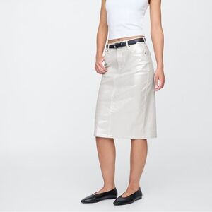 Sparkly silver denim pencil skirt